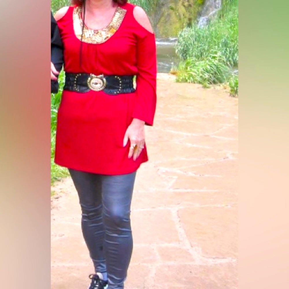 Red Top with Gold Embellishments